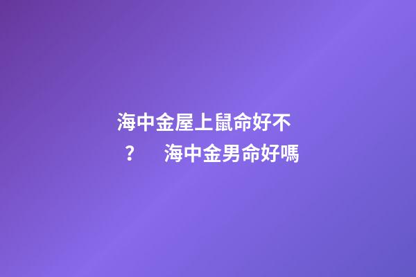 海中金屋上鼠命好不？　海中金男命好嗎